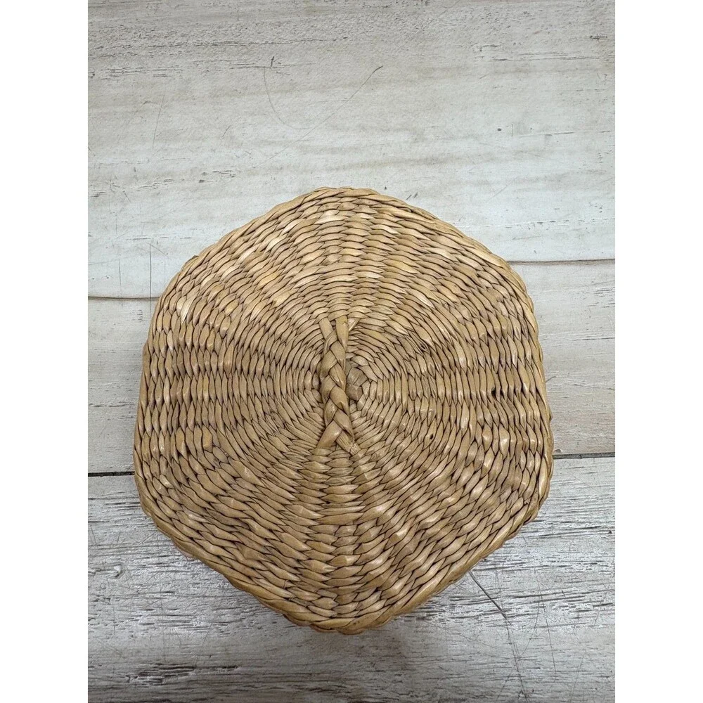 Vtg Set Of 2 Handwoven Basket Handmade